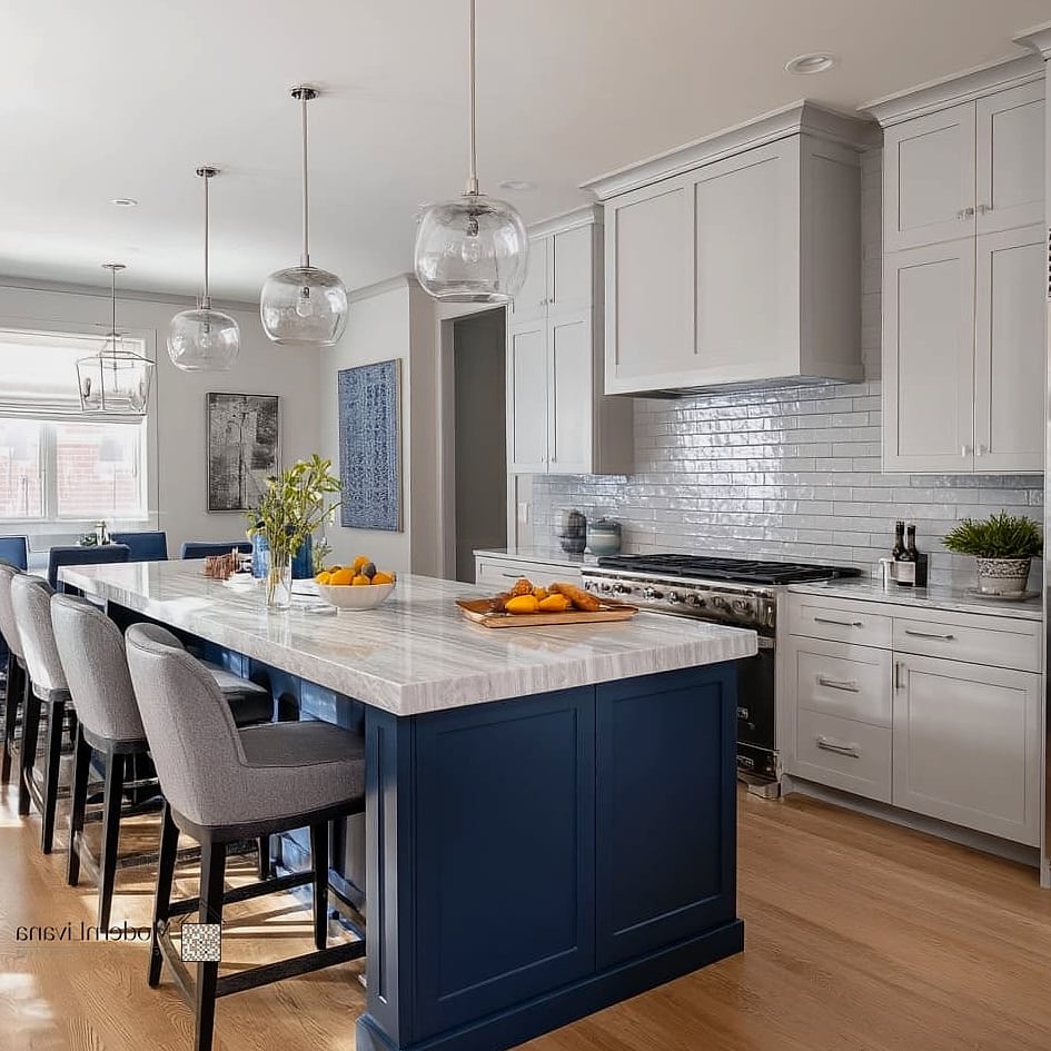 Gray and Navy Kitchen Combo