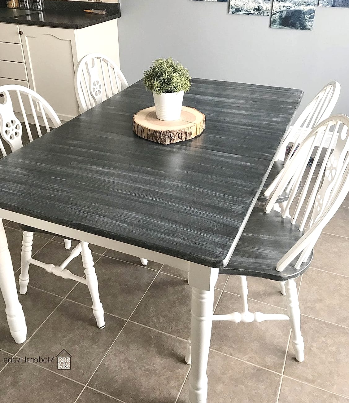 Gray Painted Kitchen Table and Chairs