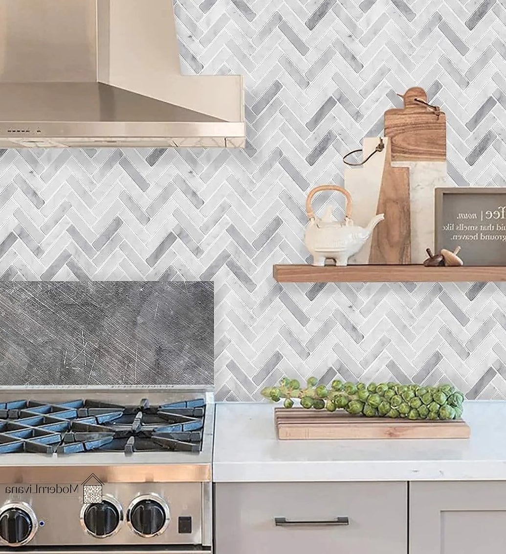 Gray Peel-and-Stick Backsplash