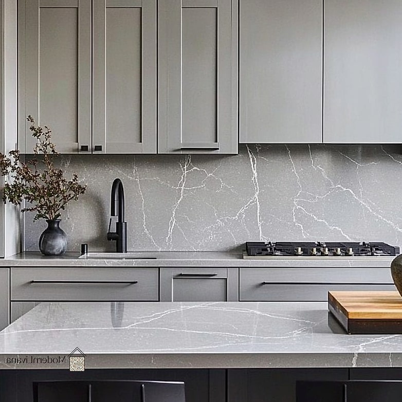 Gray Quartz Countertops with Subtle Veining