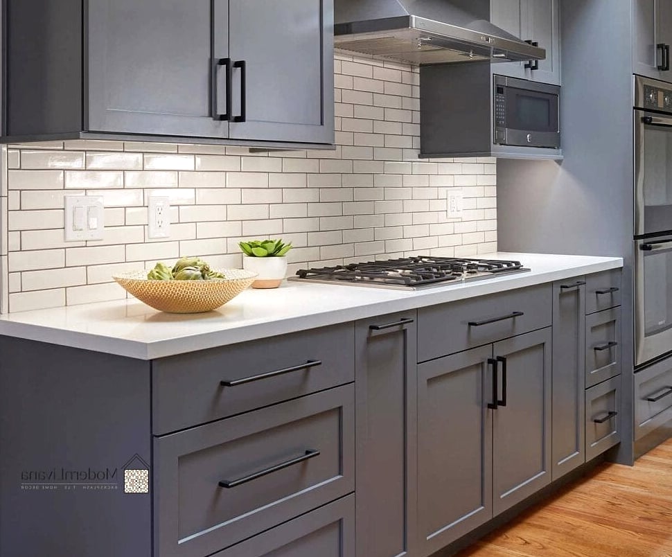 Gray Subway Tile with Dark Grout