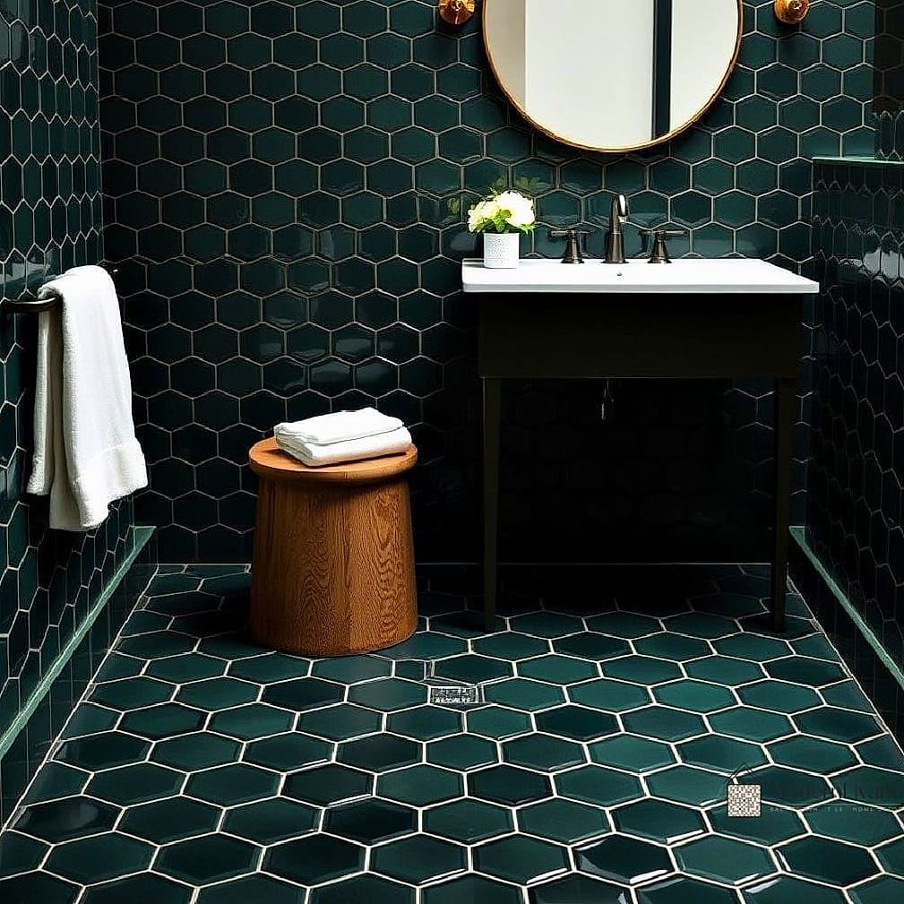 29 Green Tile Ideas That Look Expensive But Aren't 18 Green Hexagon Tile Bathroom Floor
