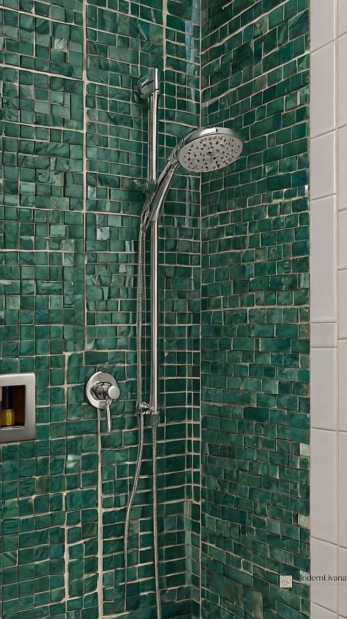 29 Green Tile Ideas That Look Expensive But Aren't 22 Green Tile Bathroom Niche Accent