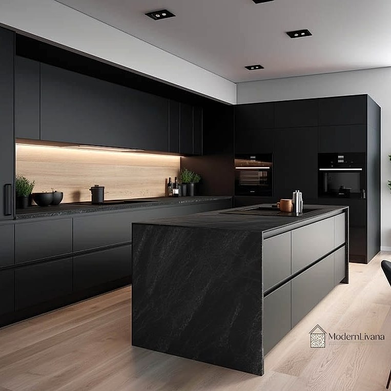 Handle-Less Black Cabinets