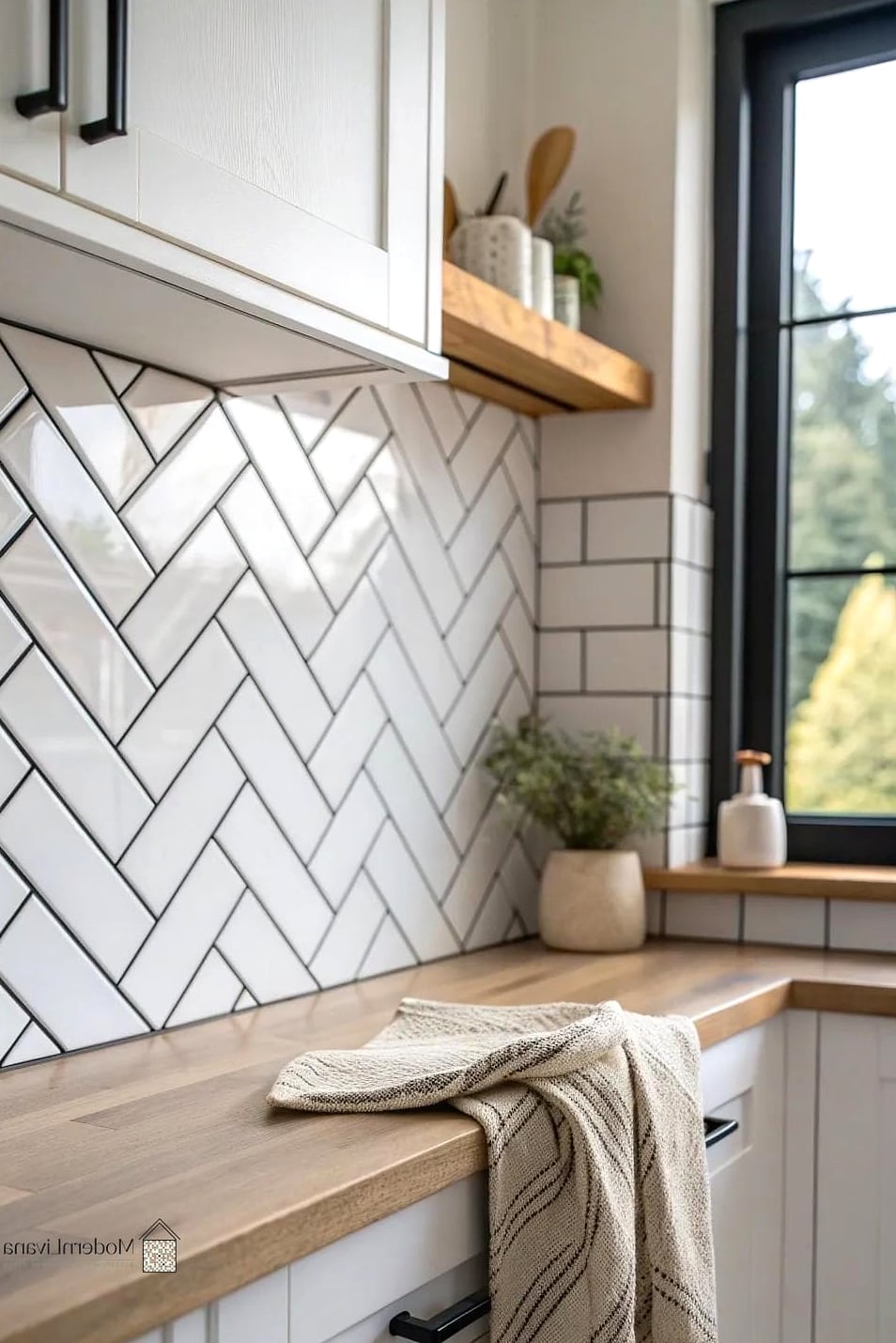 Herringbone Backsplash Tile