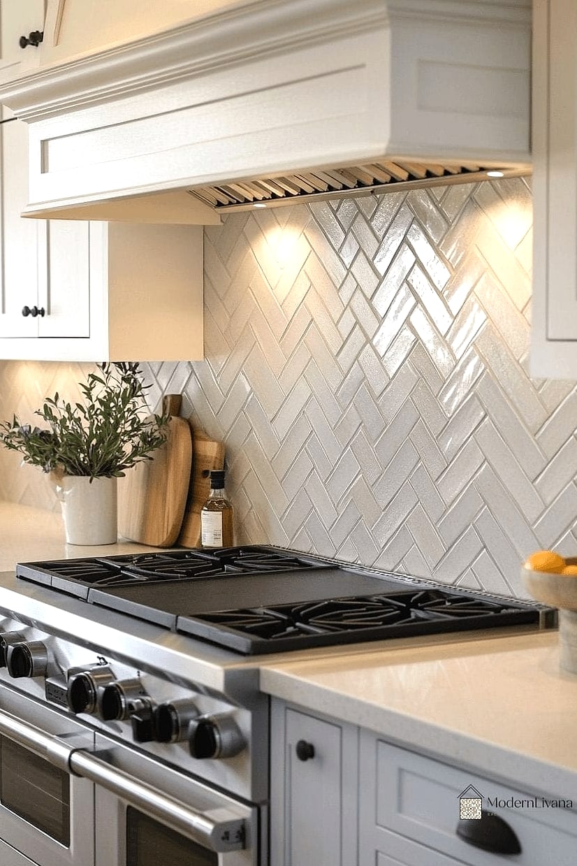 26 Kitchen with Stainless Steel Appliances Cool Ideas You Haven't Seen Before 5 Herringbone Backsplash Tile