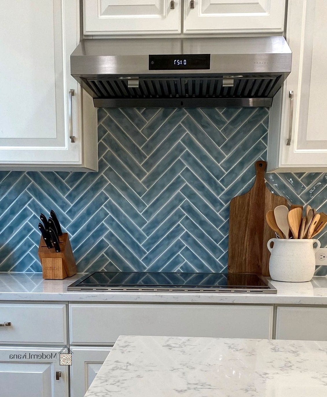 Herringbone Blue Tile Pattern