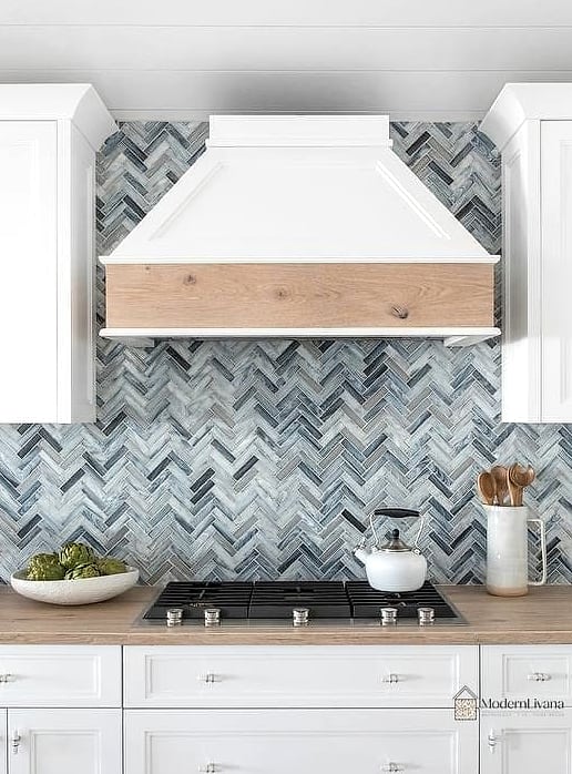 Herringbone Blue Tile Floor