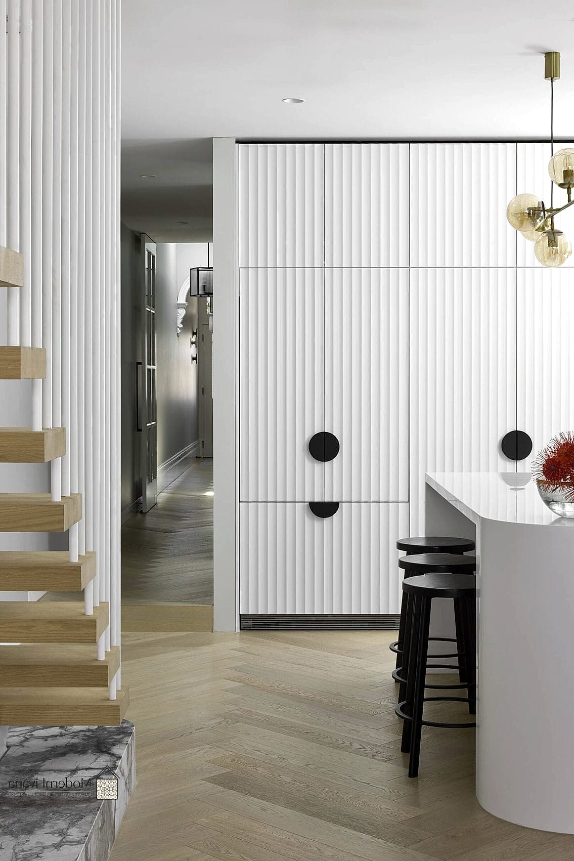 Herringbone-Inspired Waterfall Detail