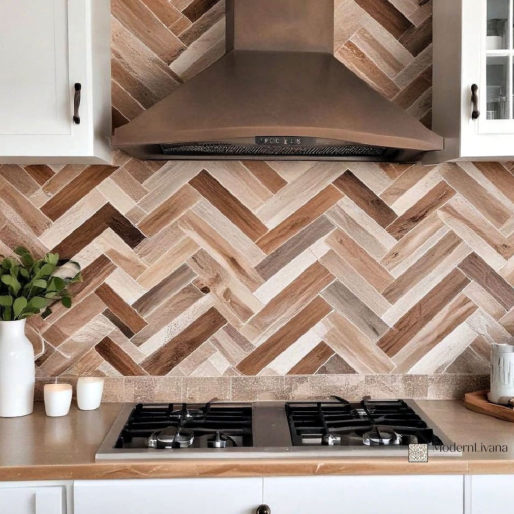 Herringbone Pattern from Salvaged Barn Boards