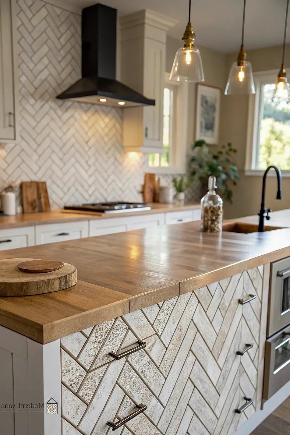 Herringbone Pattern Backsplash