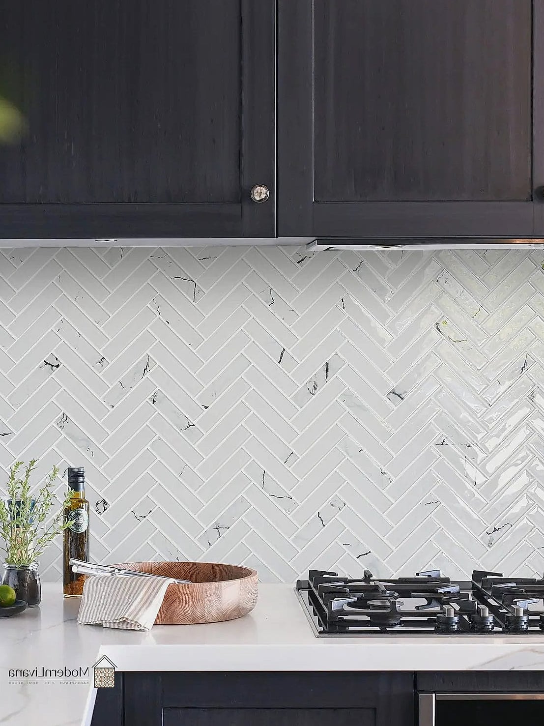 Herringbone Pattern Backsplash