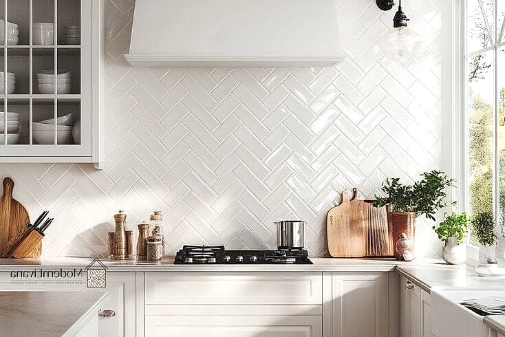 Herringbone Tile Backsplash