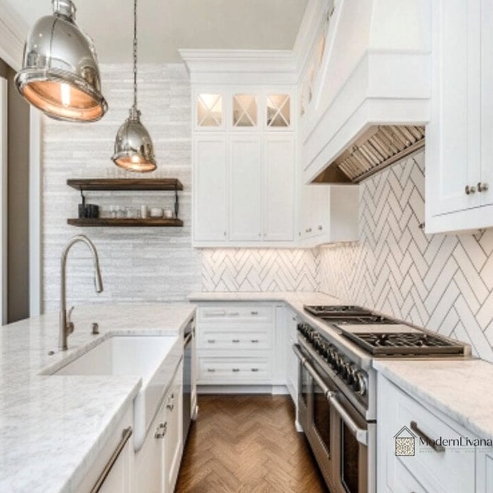 Herringbone Tile Backsplash