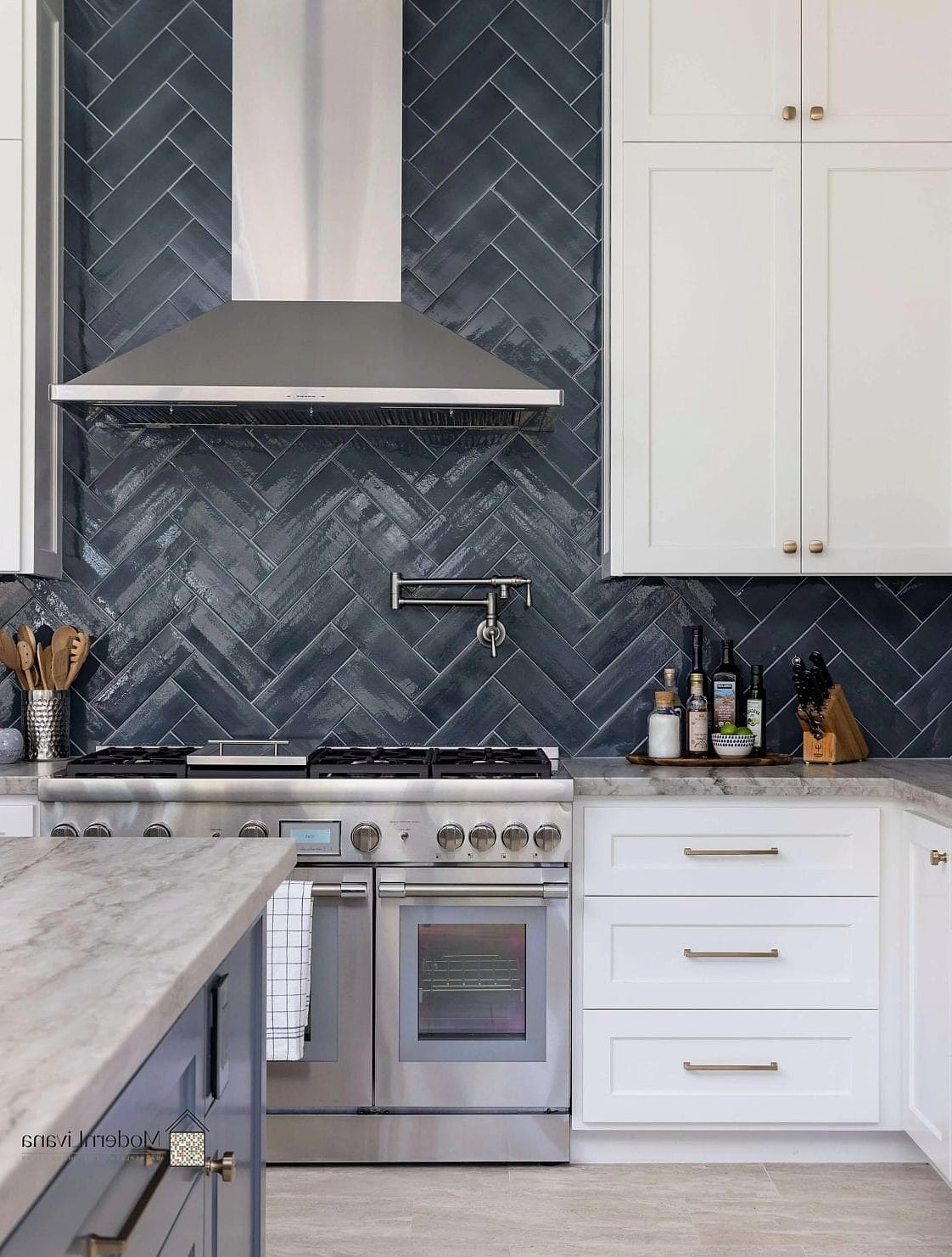 Herringbone Tile Backsplash