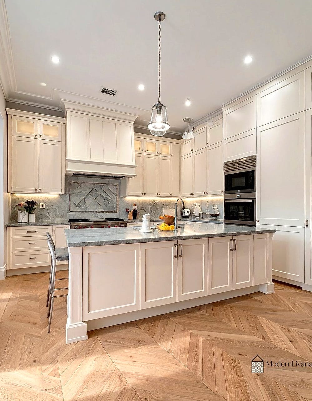 10 Modern White Kitchen Ideas You'll Want to Save Right Now 10 Herringbone Wood Floors in a Light Stain