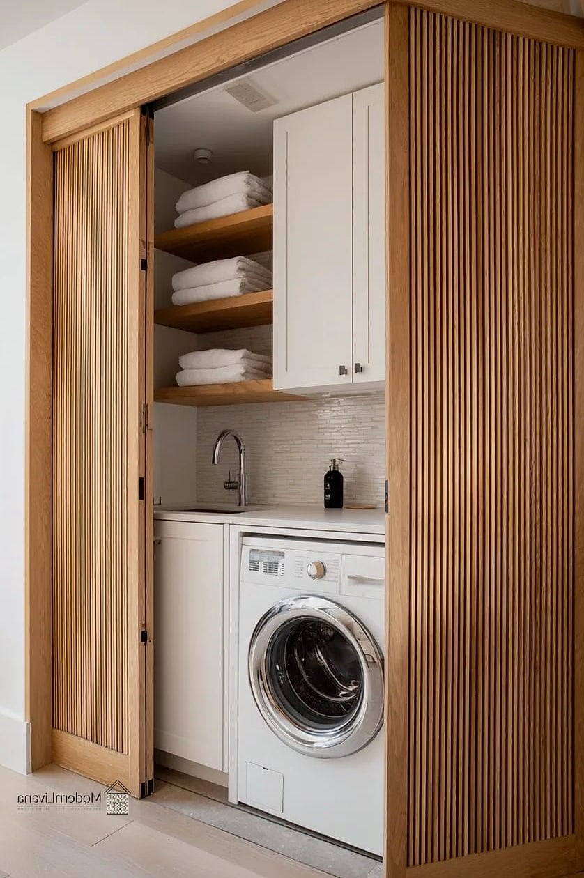 Hidden Laundry Behind Louvered Doors