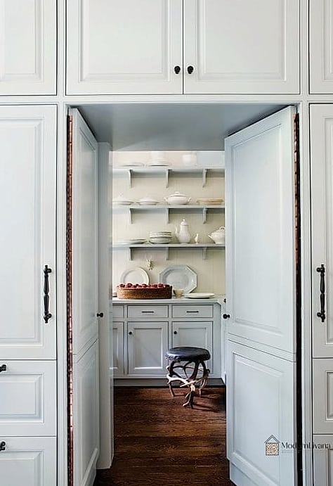 Hidden Pantry Behind Paneled Doors