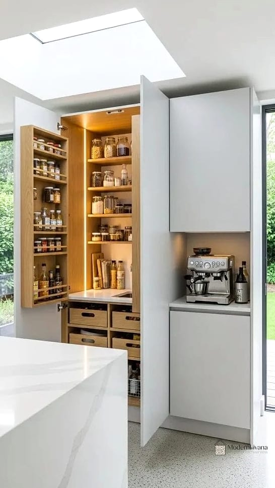 27 Minimalist Kitchen Ideas You Haven't Seen Before 10 Hidden Pantry Behind a Flush Door