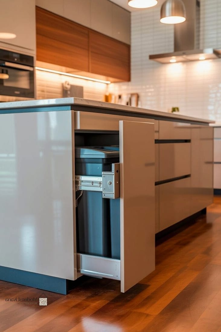 26 Kitchen Island Ideas You'll Want to Save Right Now 8 Hidden Trash and Recycling Pull-Out
