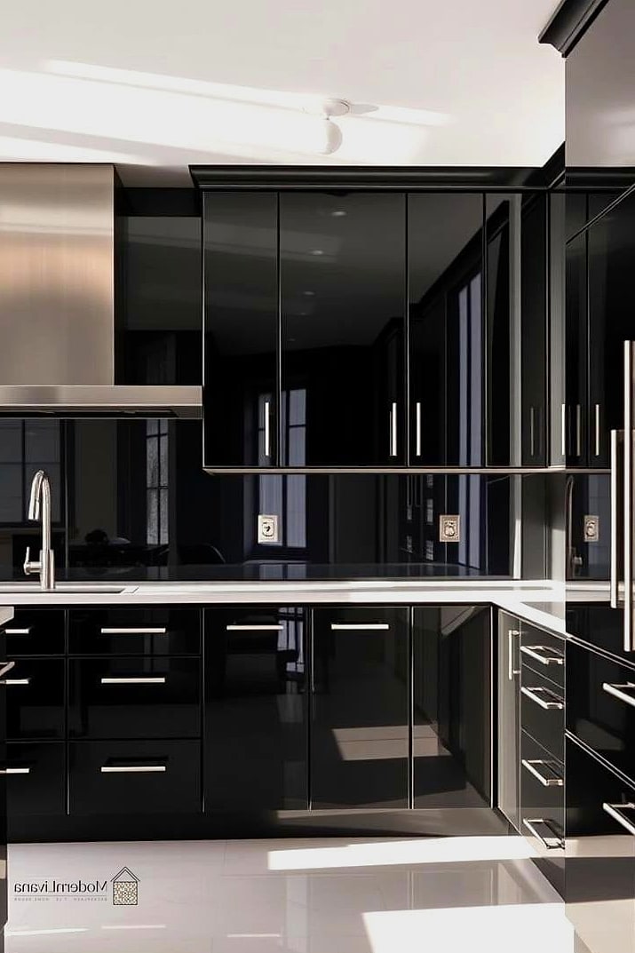 27 Black Cabinets Ideas Trending on Pinterest This Year 3 High Gloss Black Lacquer Cabinets