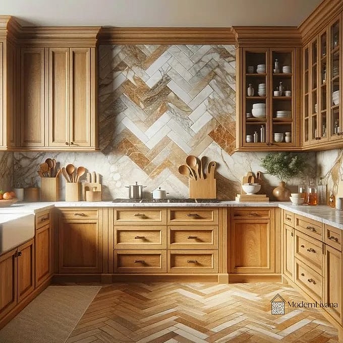 Honey Toned Wood Backsplash