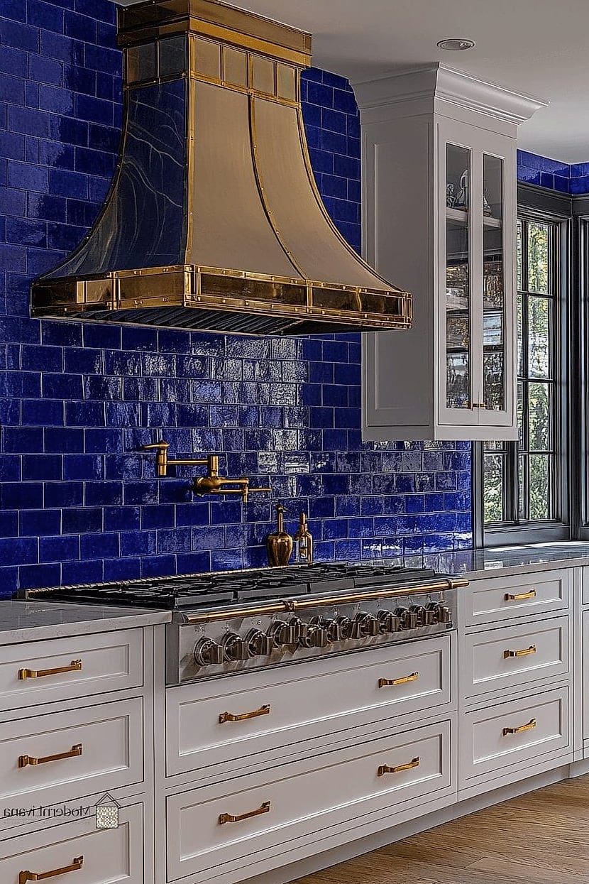 Indigo Blue with Gold Grout