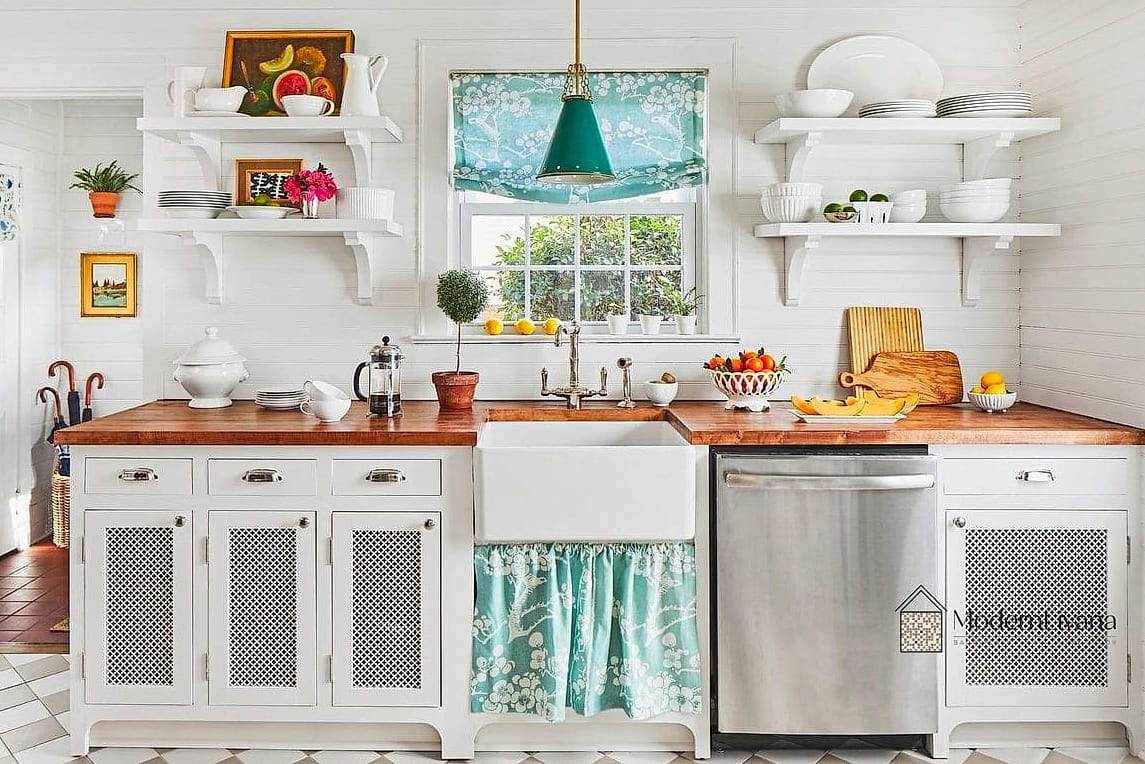 Install a Skirted or Curtained Cabinet Instead of Doors