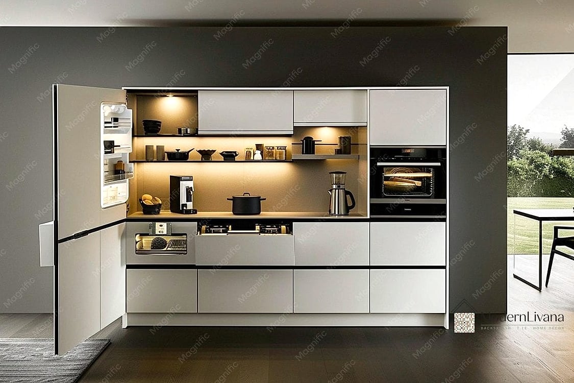14 Minimalist Kitchen Ideas You Haven't Seen Before 10 Integrated Appliances Behind Cabinet-Matched Panels