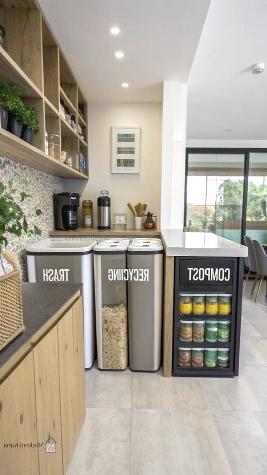 27 Minimalist Kitchen Ideas You Haven't Seen Before 17 Integrated Compost and Recycling Drawers