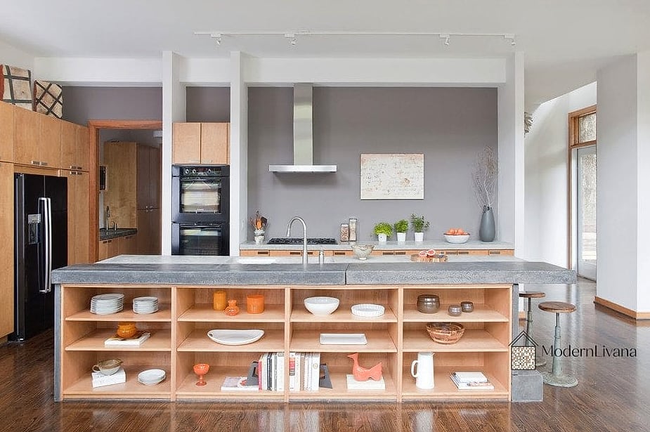 Islands With Open Cubby Storage for Baskets
