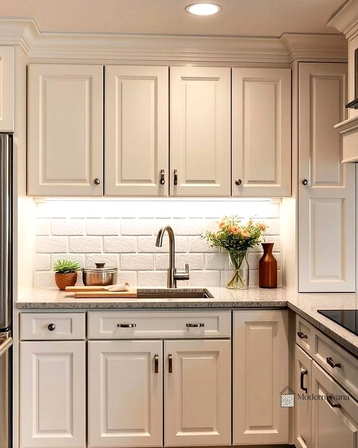 26 White Cabinets Ideas That Look Expensive But Aren't 19 Layered Under-Cabinet Lighting