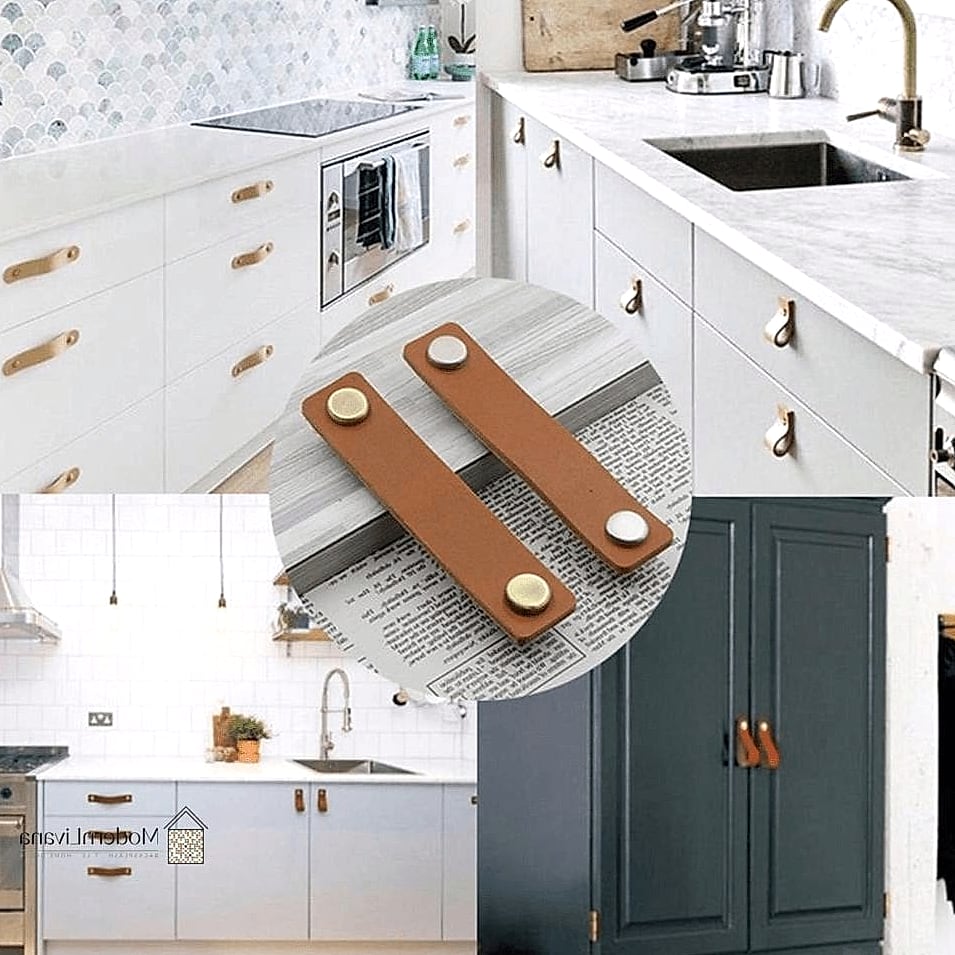 28 Hardware for White Cabinets Ideas That Will Change How You See Your Home 12 Leather-Wrapped Pulls
