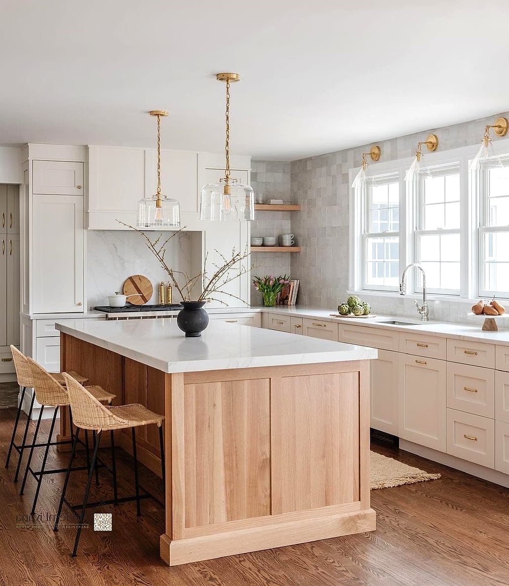27 Light Wood Kitchen Ideas Worth Bookmarking Before You Renovate 3 Light Wood Island with Contrasting Countertop