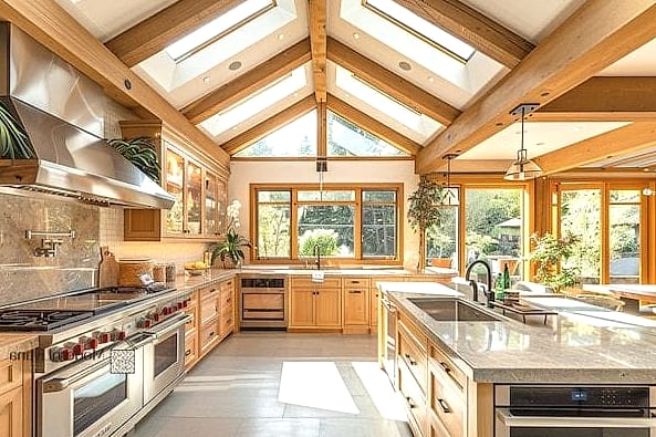 27 Light Wood Kitchen Ideas Worth Bookmarking Before You Renovate 26 Light Wood Kitchen with Skylights