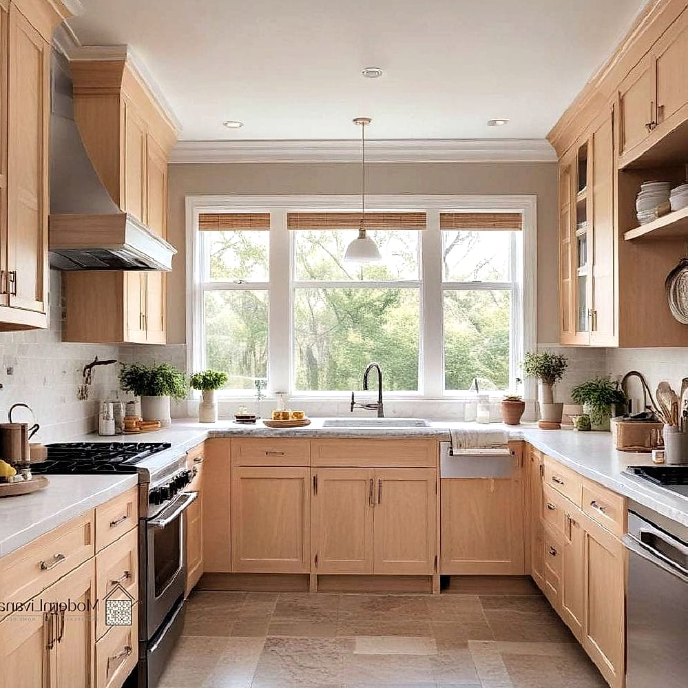 27 Light Wood Kitchen Ideas Worth Bookmarking Before You Renovate 27 Light Wood L-Shaped Kitchen Layout