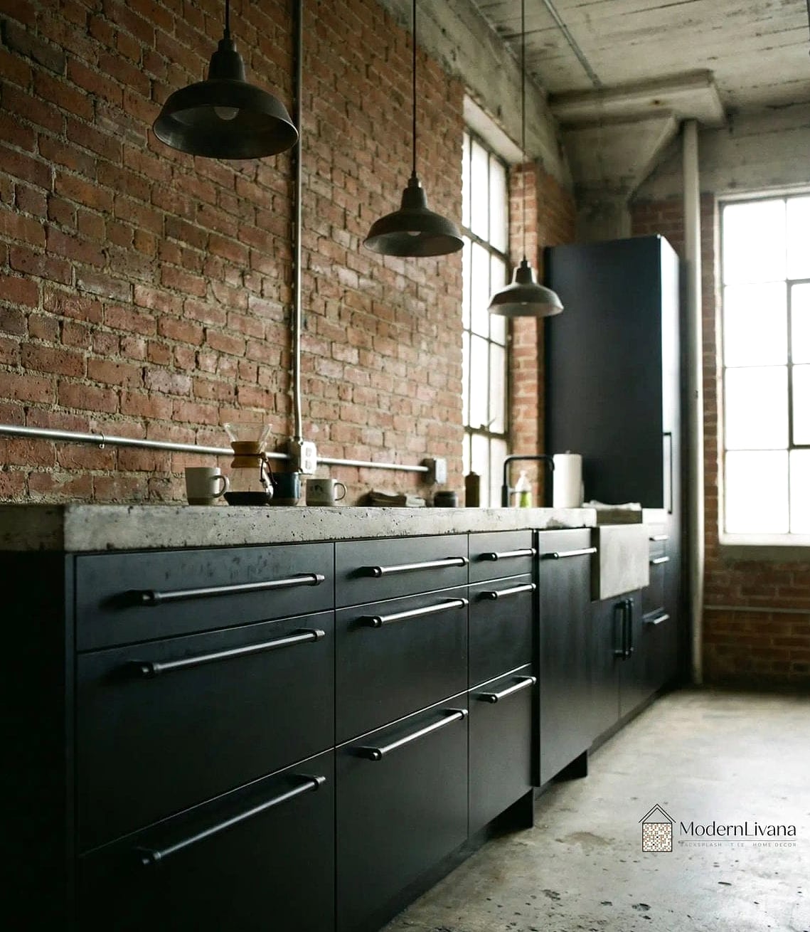 Long Vertical Pulls on Tall Pantry Cabinets