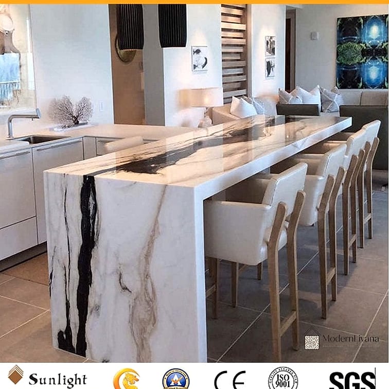 Marble Countertop on a White Bar Cabinet