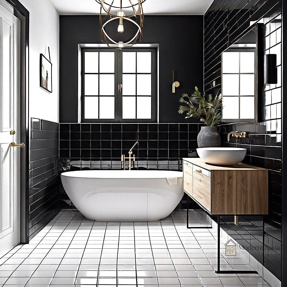 Matte Black Tile Walls