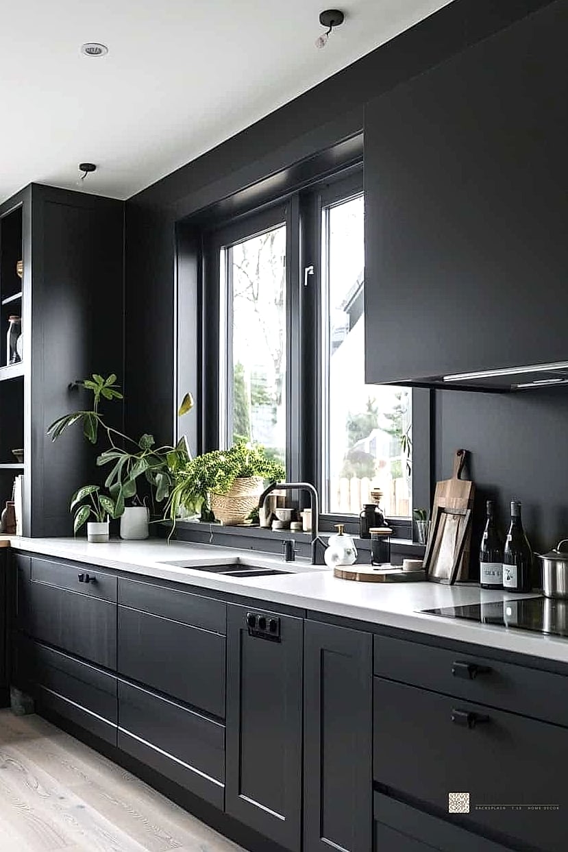 Matte Black or Brass Cabinet Pulls on an Accent Cabinet