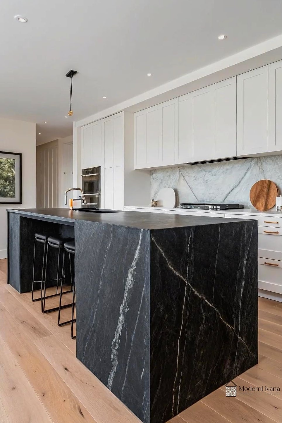 Matte Black Waterfall Island