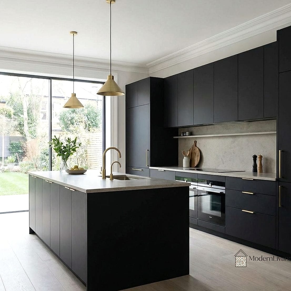 30 Black Kitchen Ideas You'll Want to Save Right Now 2 Matte Black Cabinets