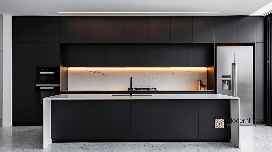 27 Minimalist Kitchen Ideas You Haven't Seen Before 14 Matte Black Window Frames as a Focal Point