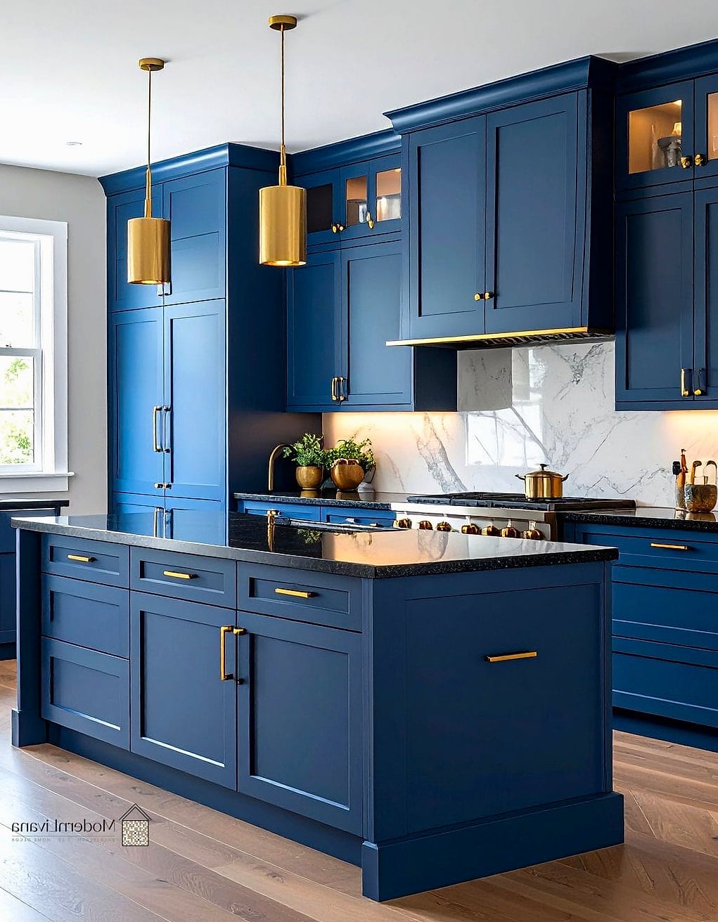 Matte Blue Cabinets for a Modern Look