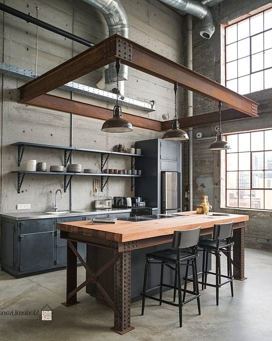 26 Industrial Style Kitchen Ideas From Homes We Absolutely Love 13 Metal Bar Stools