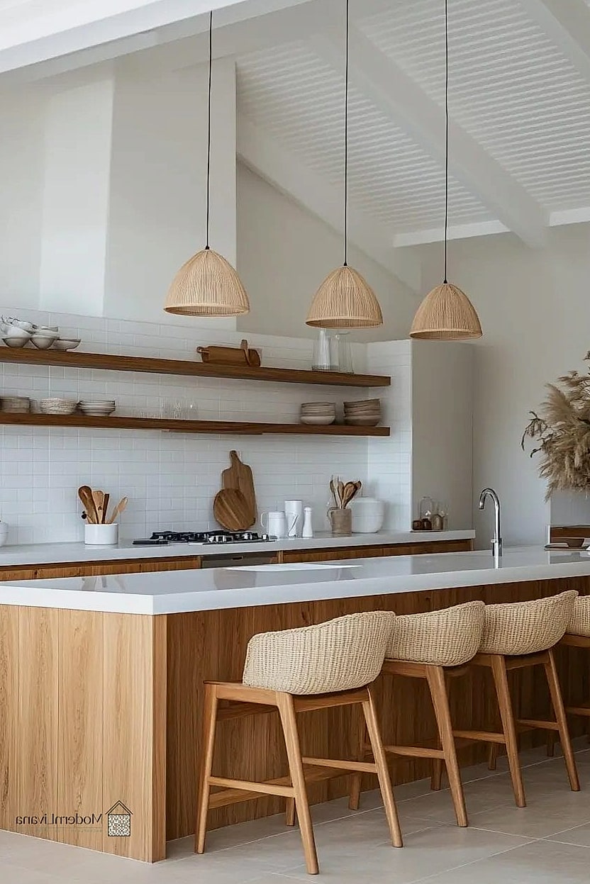 Minimalist Bar Stools in Natural Wood