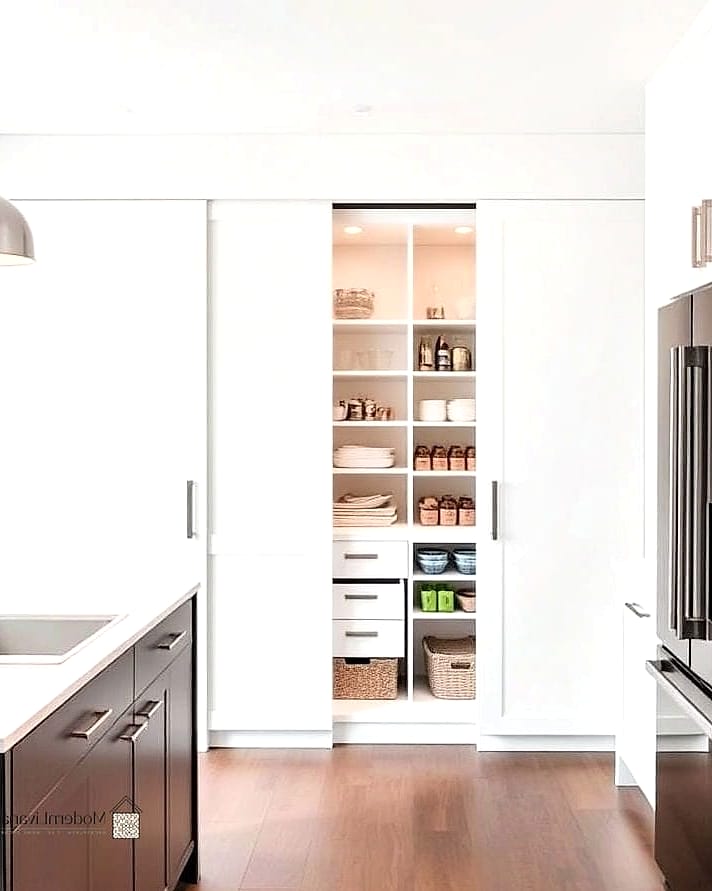 Minimalist White Pantry with Matching Canisters