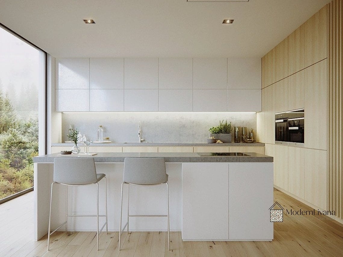 23 White Modern Kitchen Ideas Worth Bookmarking Before You Renovate 24 Minimalist White Kitchen with No Upper Cabinets