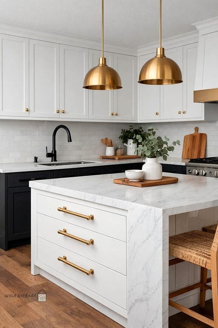 28 Hardware for White Cabinets Ideas That Will Change How You See Your Home 8 Mixed Metal Hardware