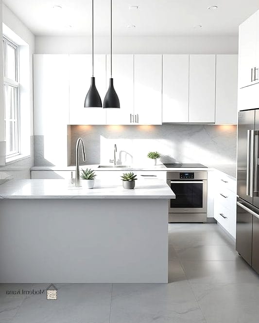 24 White Kitchen Ideas That Are Stylish and Practical 25 Monochromatic White Kitchen with Layered Textures